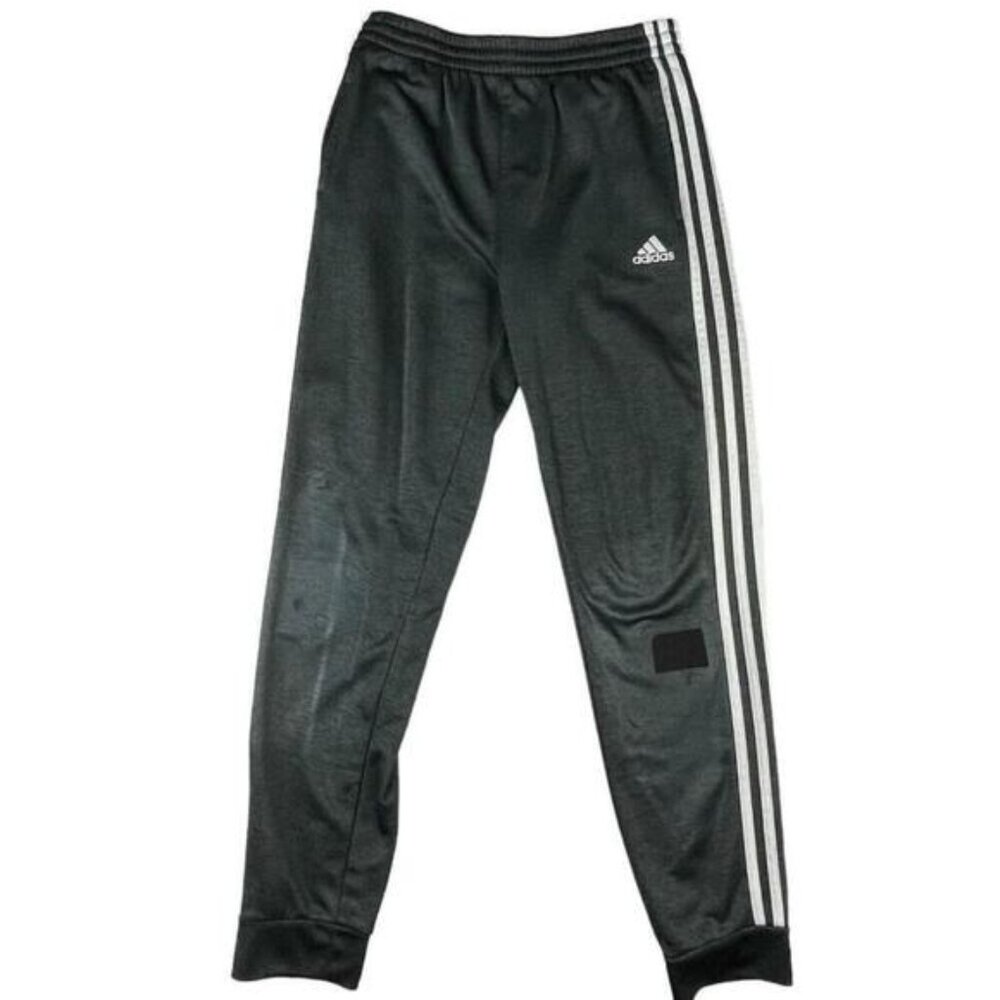 adidas SweatPants Boys Large Black Polyester Pockets Elastic Waist Logo Mid Rise